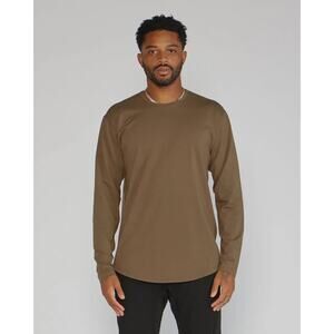 BYLT Mens Drop Cut Long Sleeve Tshirt Large Olive Green Athleisure Casual Basic